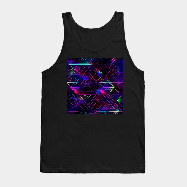 Neon Trippy EDM Festival Rave Pattern Tank Top by AlexandrAIart